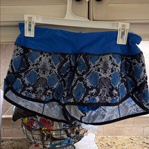 lululemon athletica Blue Snake Print Athletic Shorts